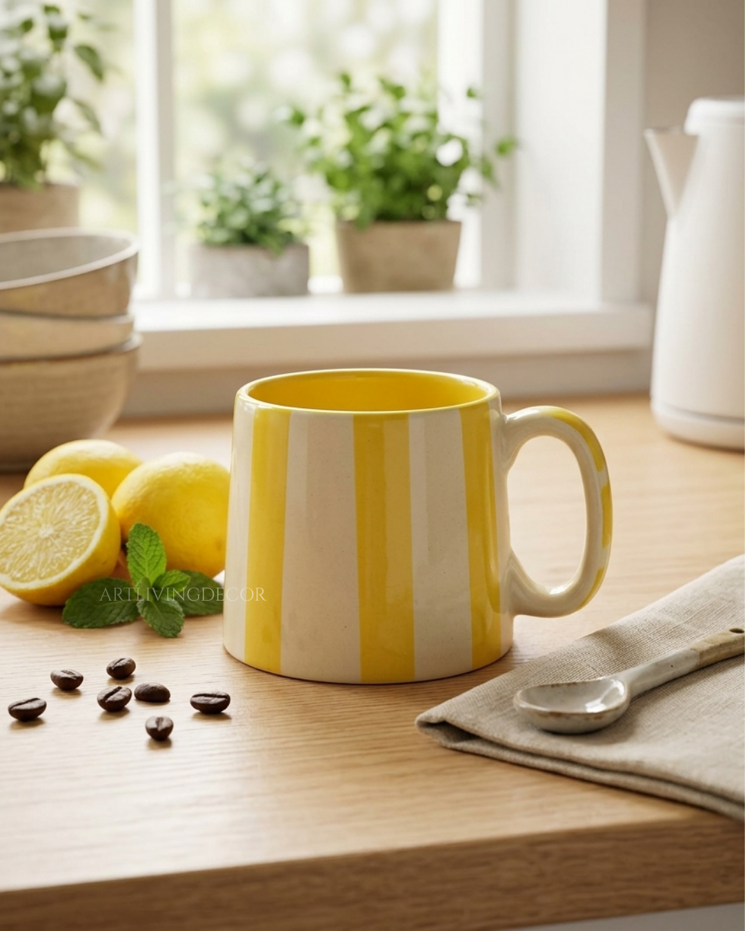 Modern Striped Ceramic Tea Cups