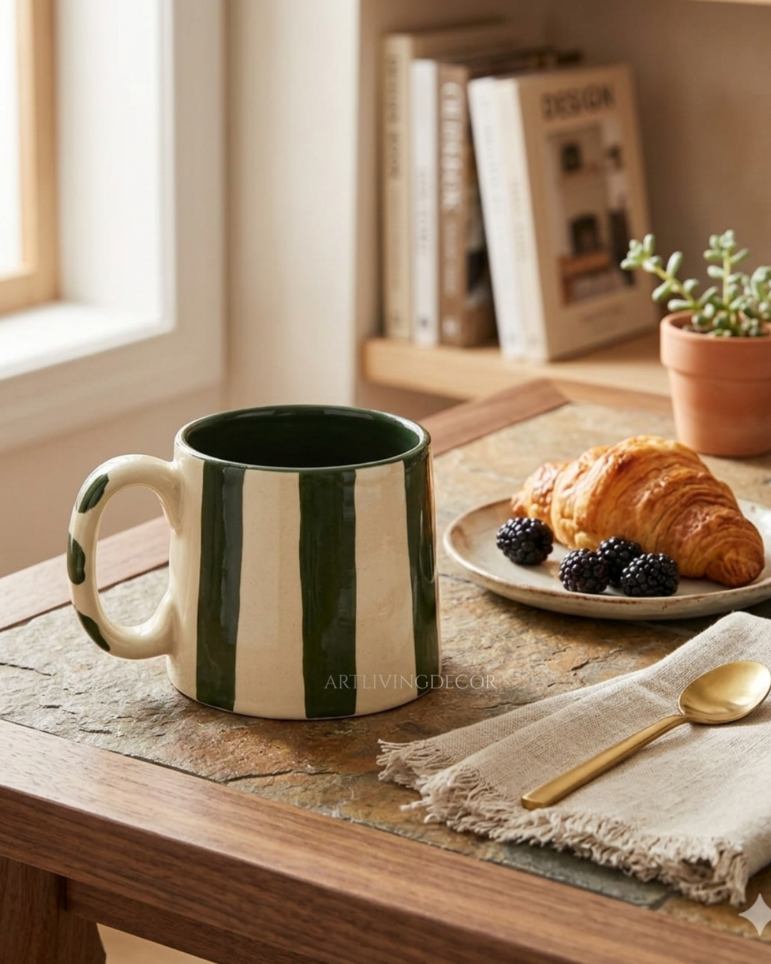 Modern Striped Ceramic Tea Cups