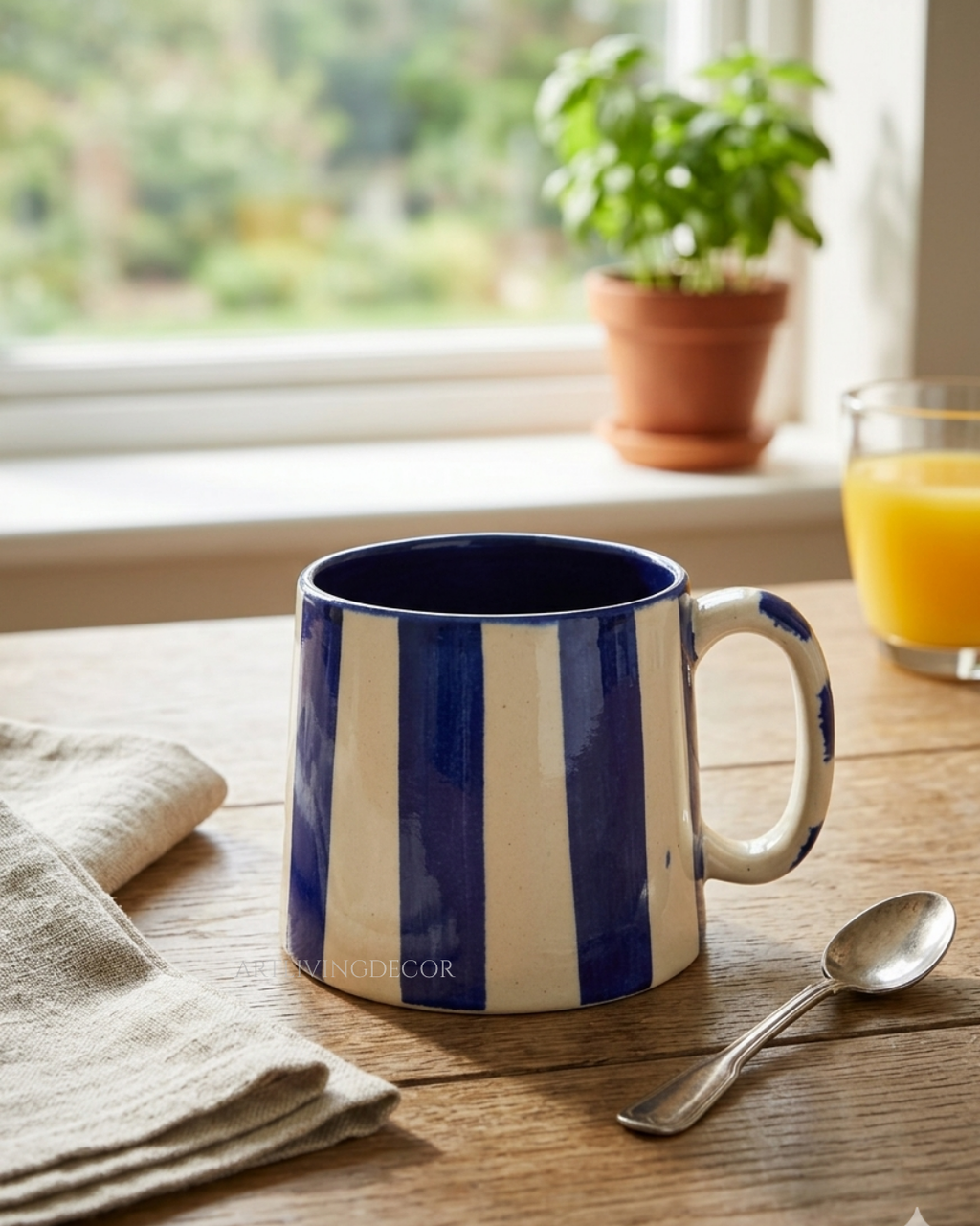 Modern Striped Ceramic Tea Cups