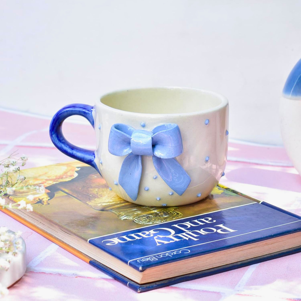 Baby Blue Bow Latte Cup