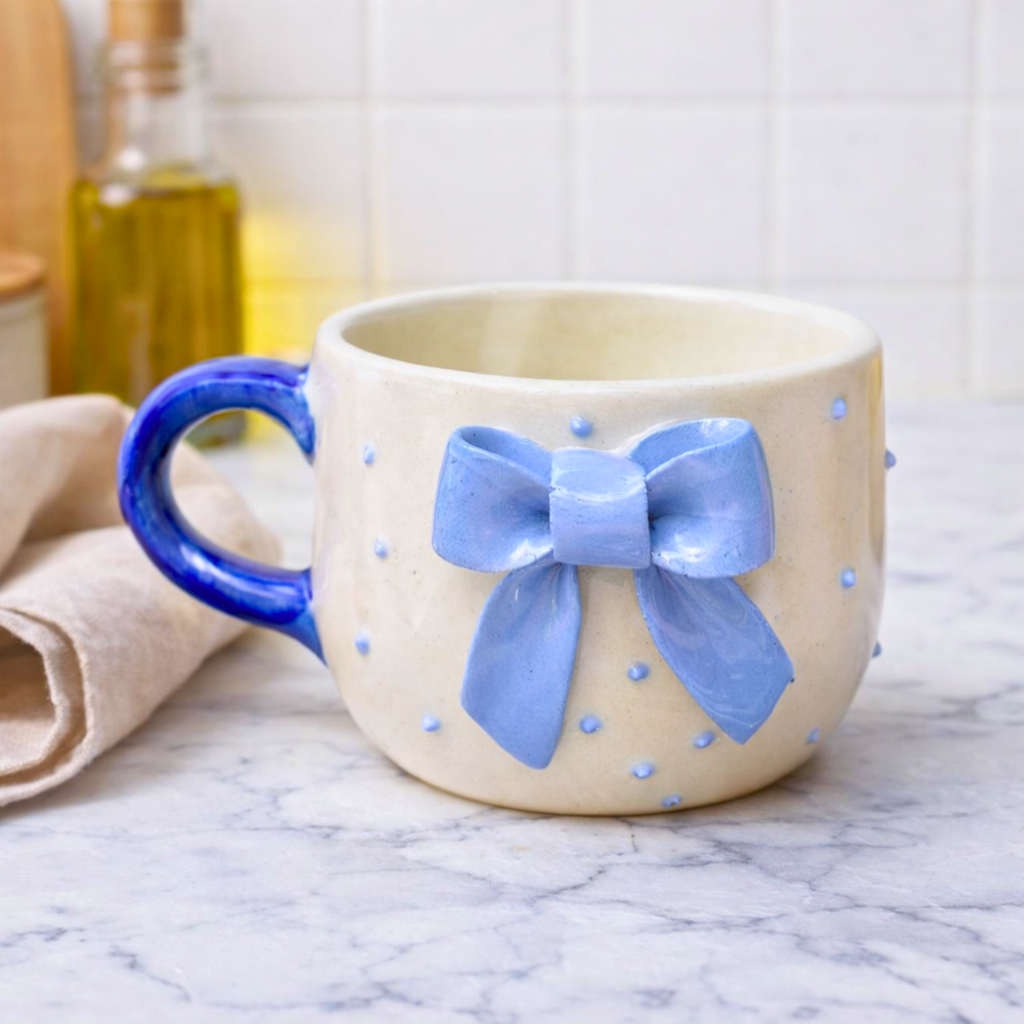 Baby Blue Bow Latte Cup