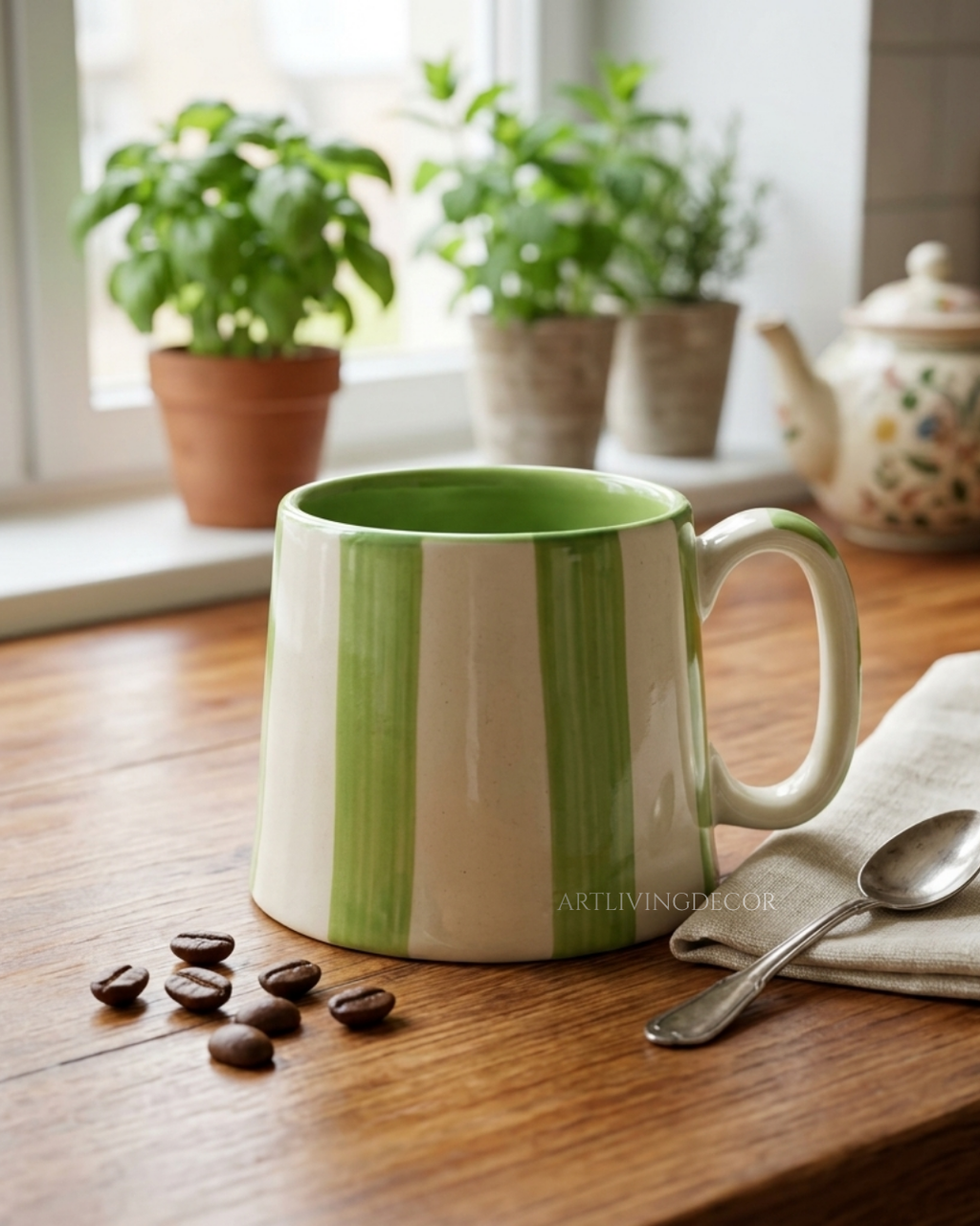 Modern Striped Ceramic Tea Cups