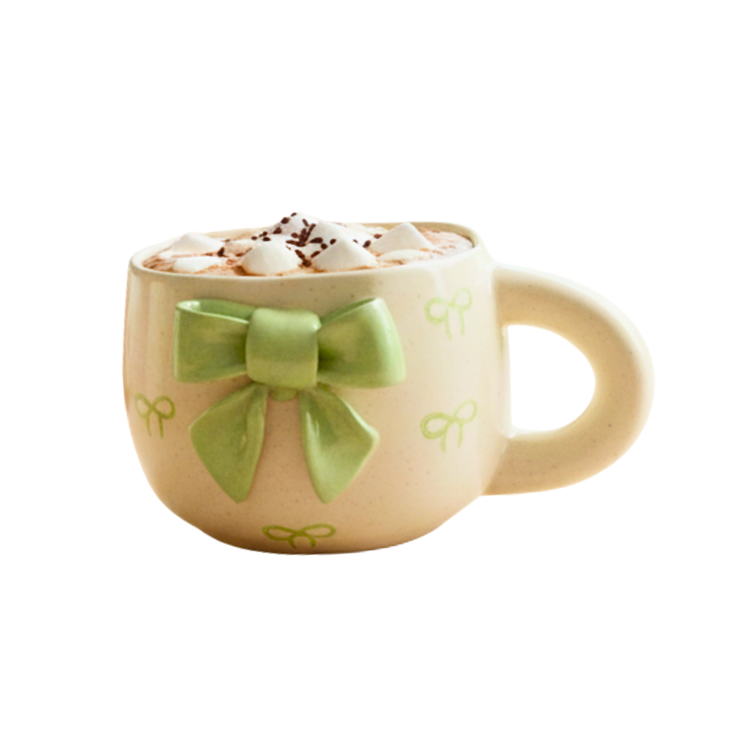 Green Bow Ceramic Mug Set of 2