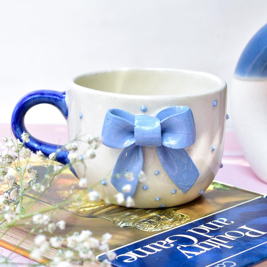 Baby Blue Bow Latte Cup