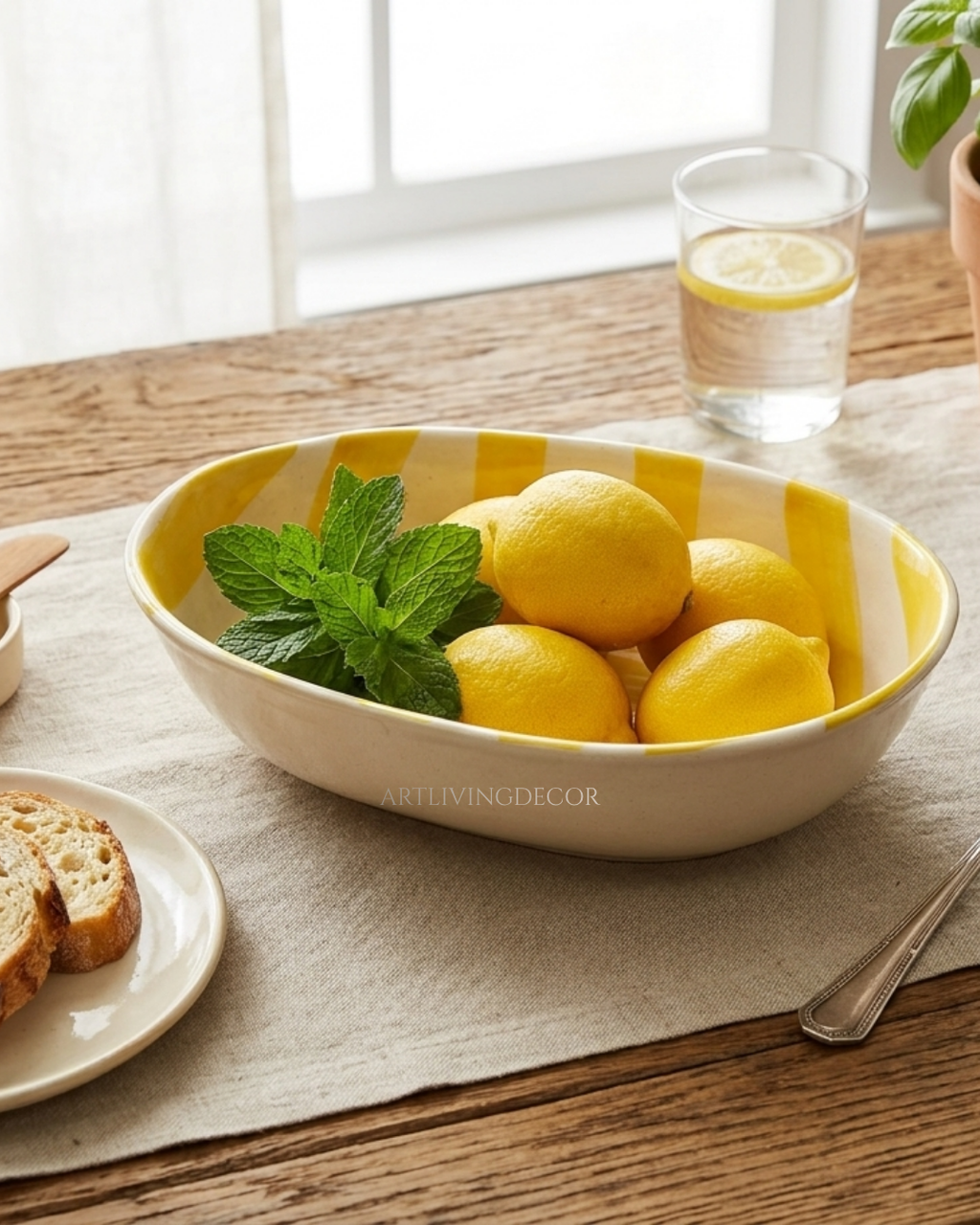 Striped Ceramic Pasta Bowl