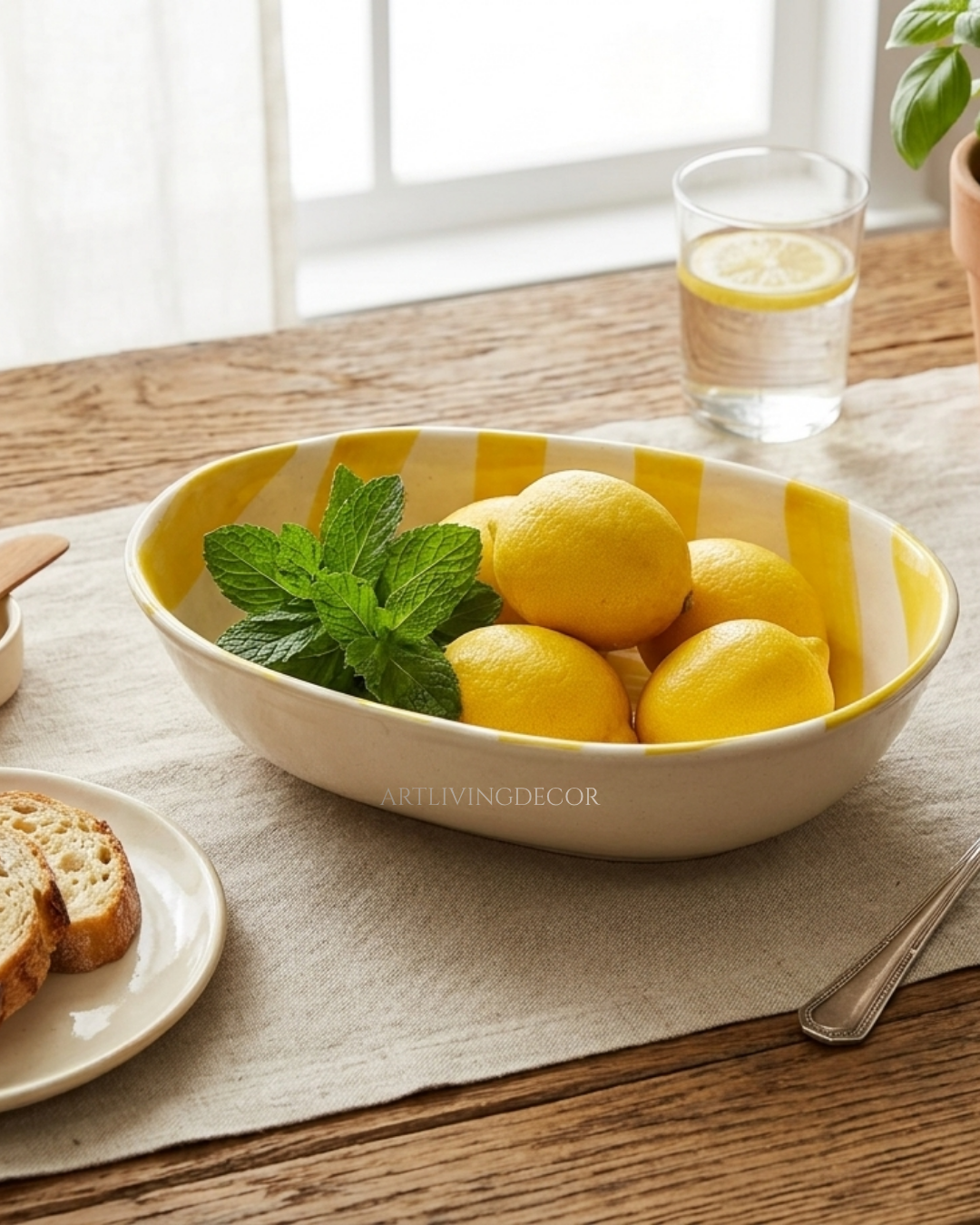 Striped Ceramic Pasta Bowl