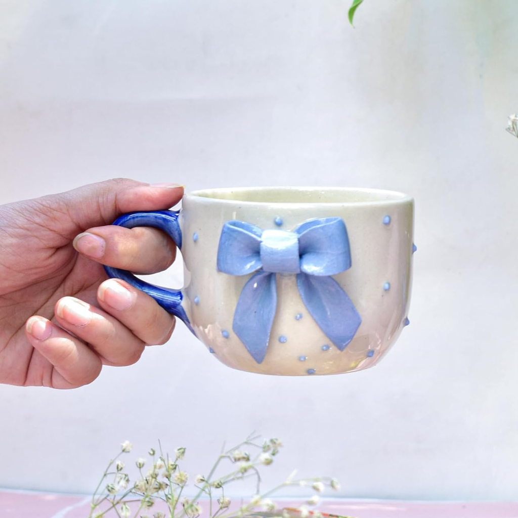 Baby Blue Bow Latte Cup