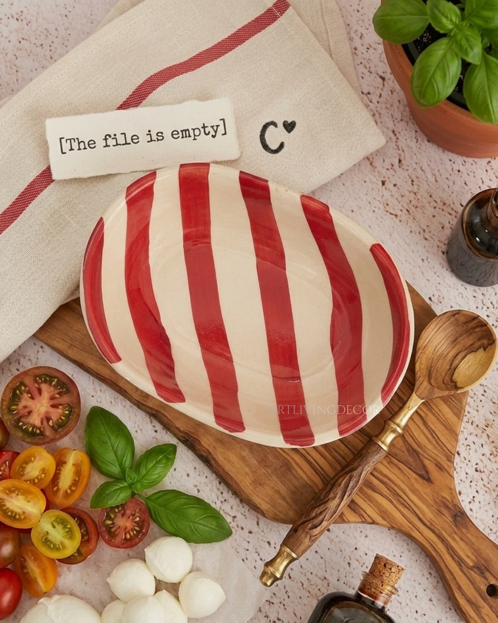 Striped Ceramic Pasta Bowl