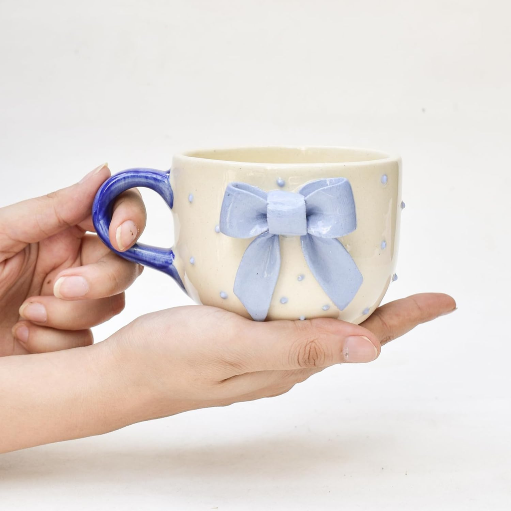 Baby Blue Bow Latte Cup