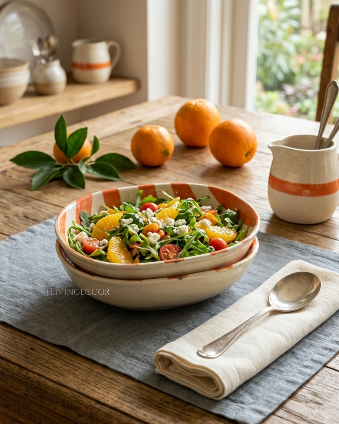 Striped Ceramic Pasta Bowl