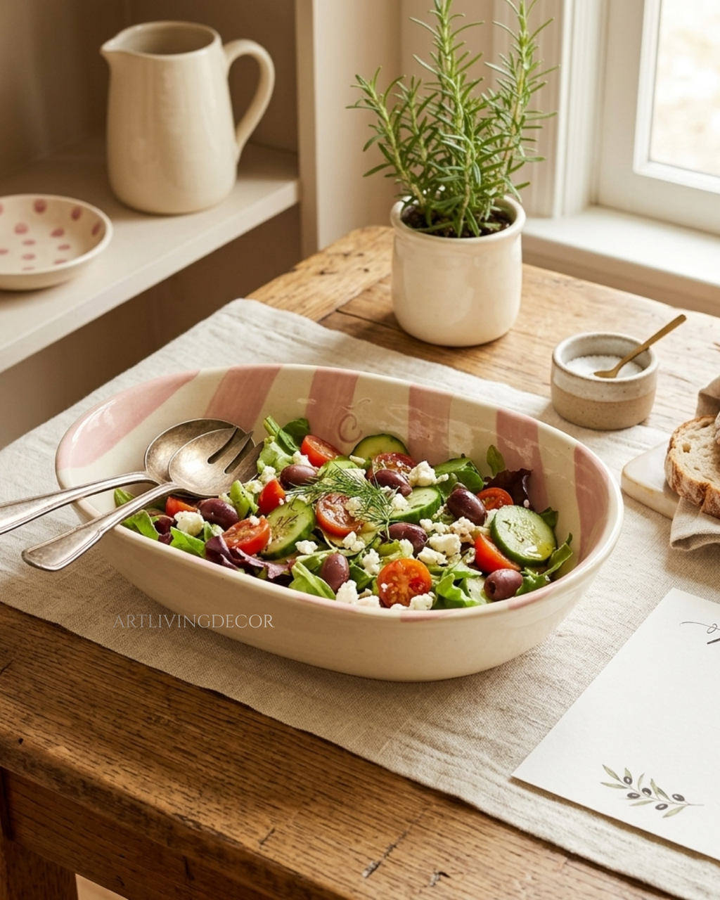 Striped Ceramic Pasta Bowl