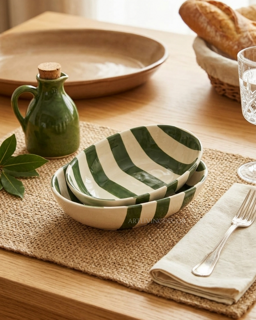 Striped Ceramic Pasta Bowl