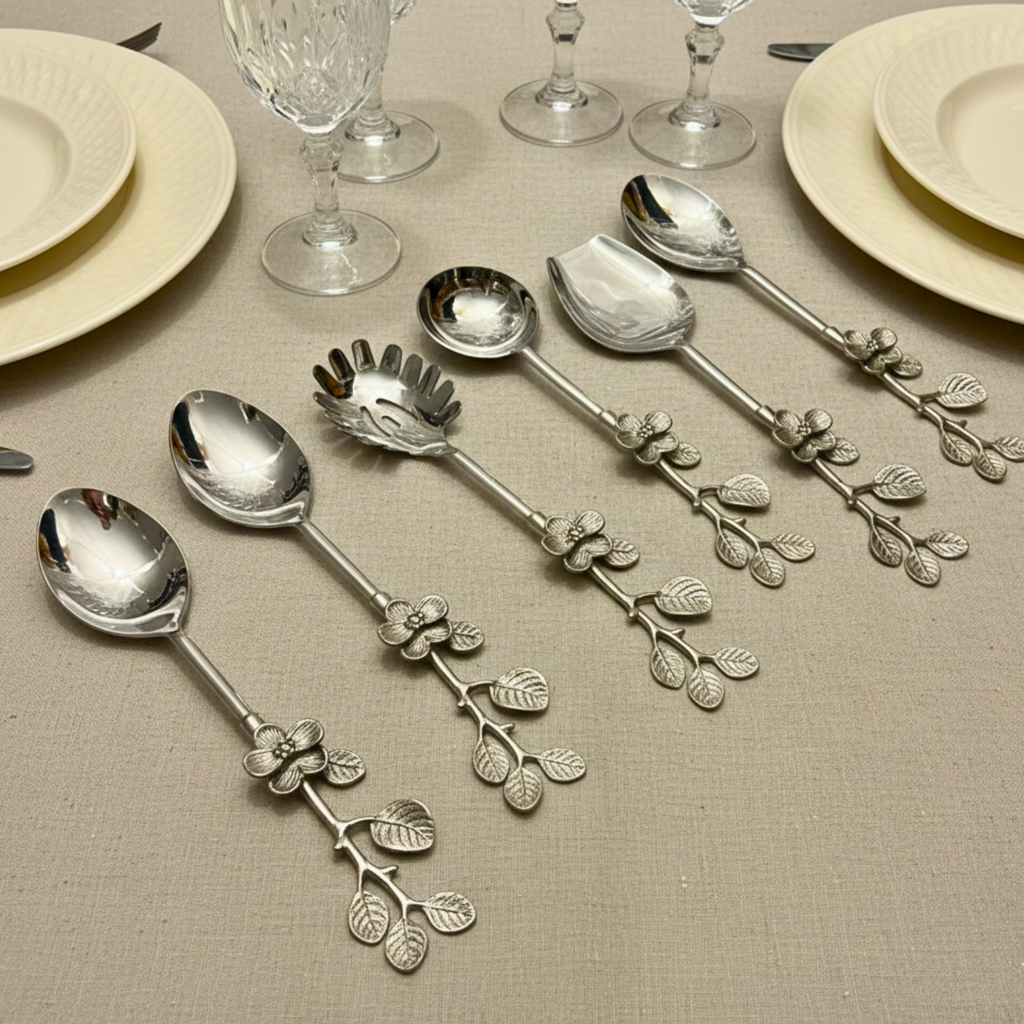 Set of 6 Elegant Floral Handle Cutlery Set