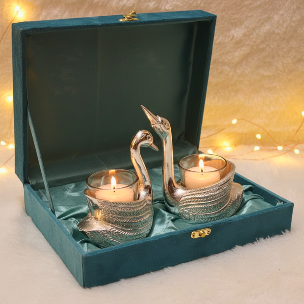 Luxury Swan Candle Holder Set of 2 with Premium Gift Box