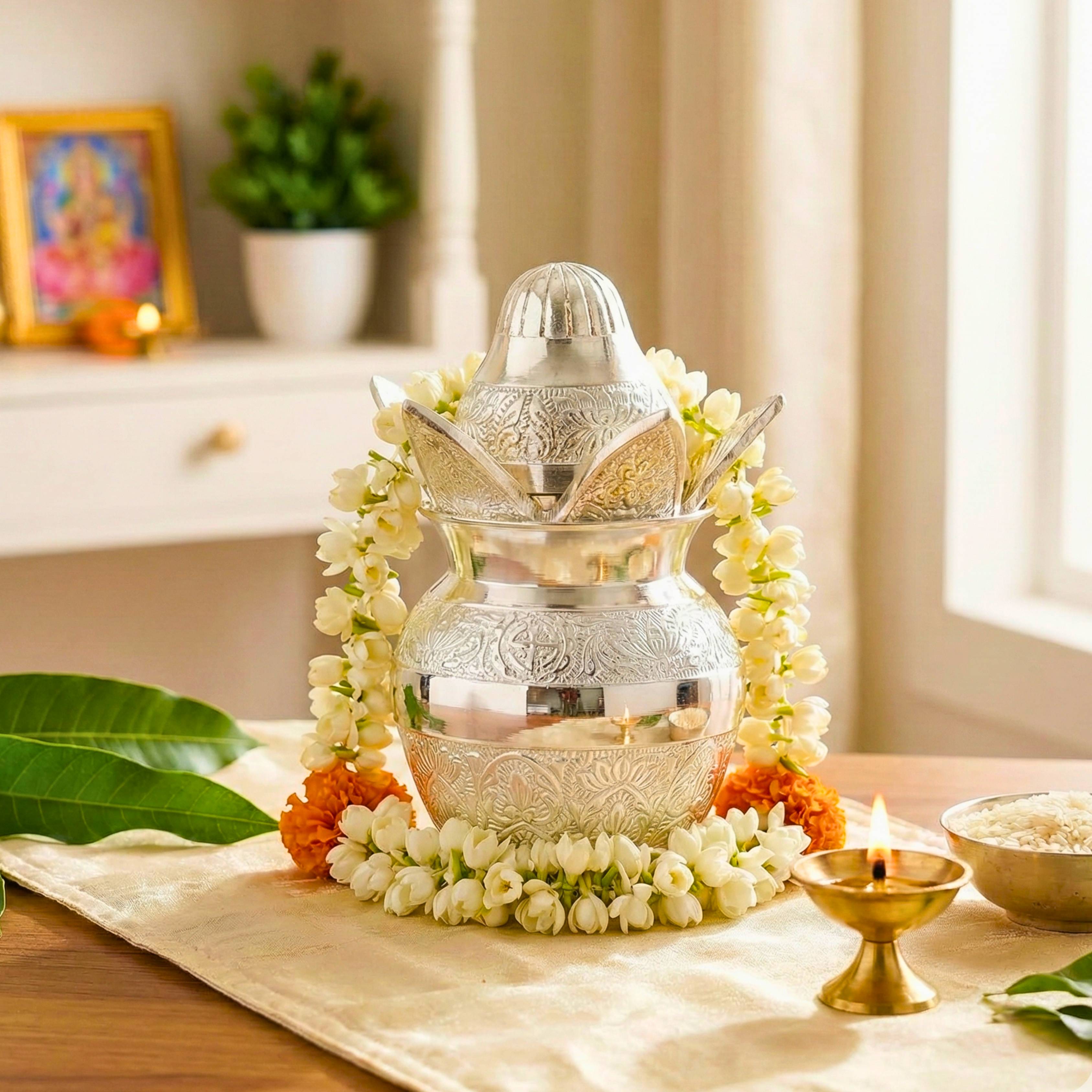 Divya Pooja Kalash & Coconut set with Velvet Box