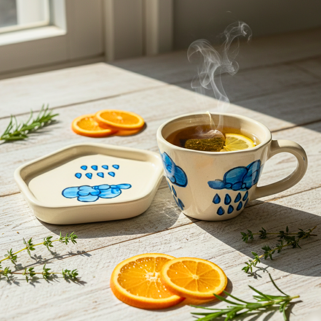Cloudy Raindrop Art Cup & Saucer set