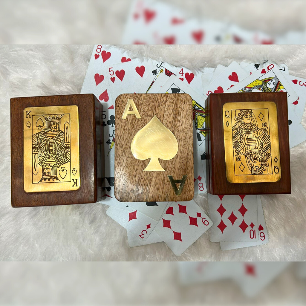 Poker Night Wooden Card Holder Set of 3