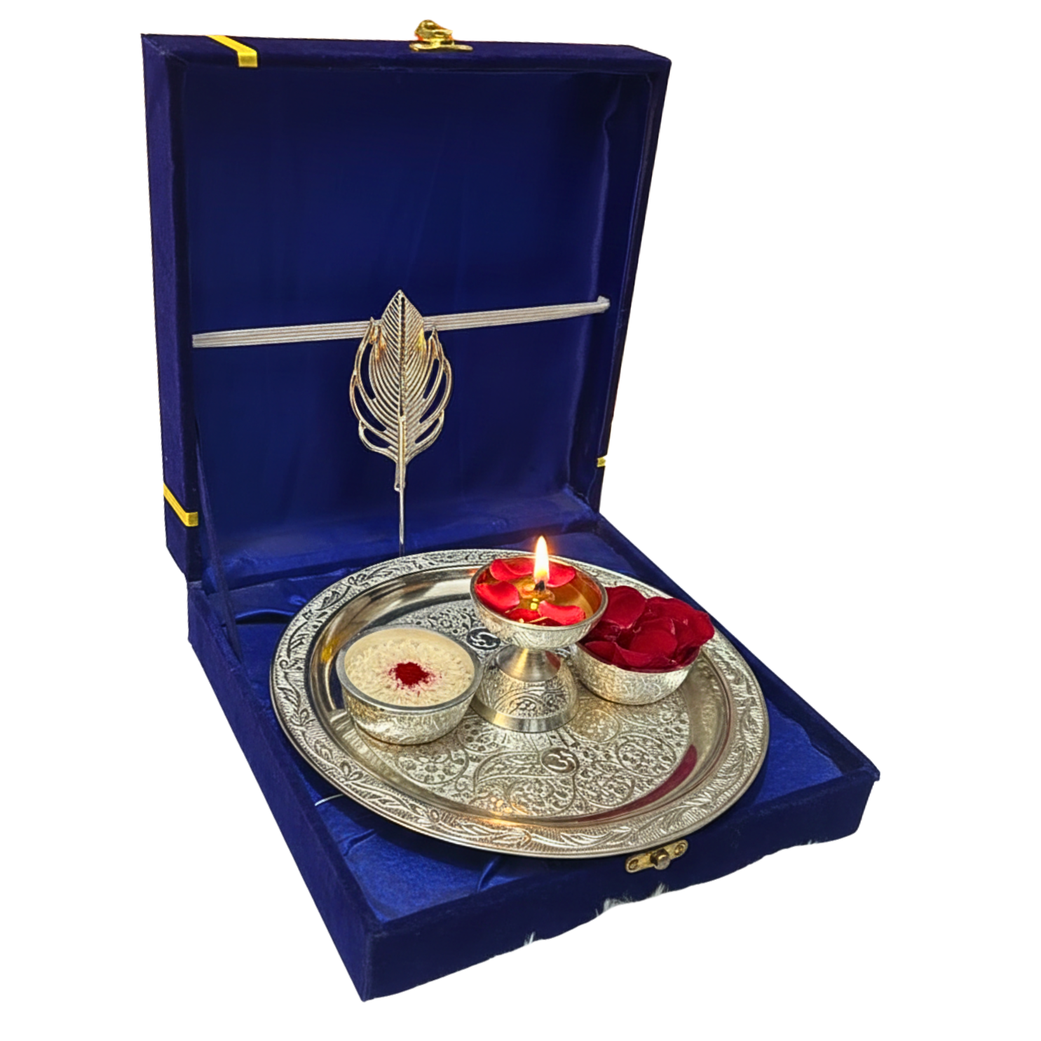 Festive German Silver Bowl & Spoon Set with Gift Box