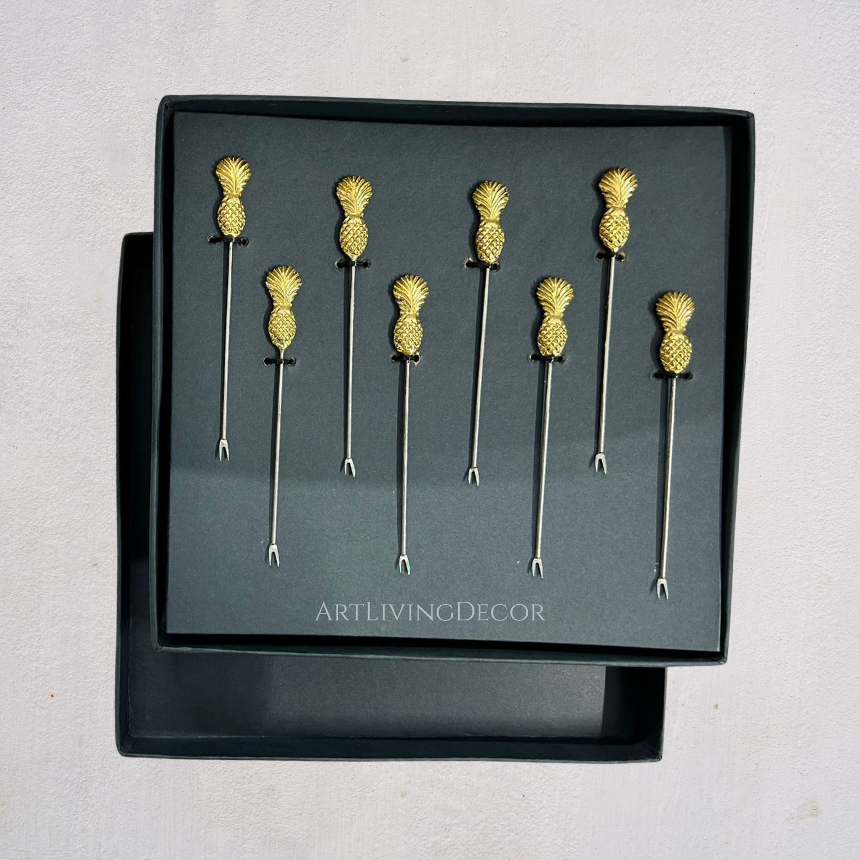Set of 6 Gold Pineapple Cocktail Sticks Set