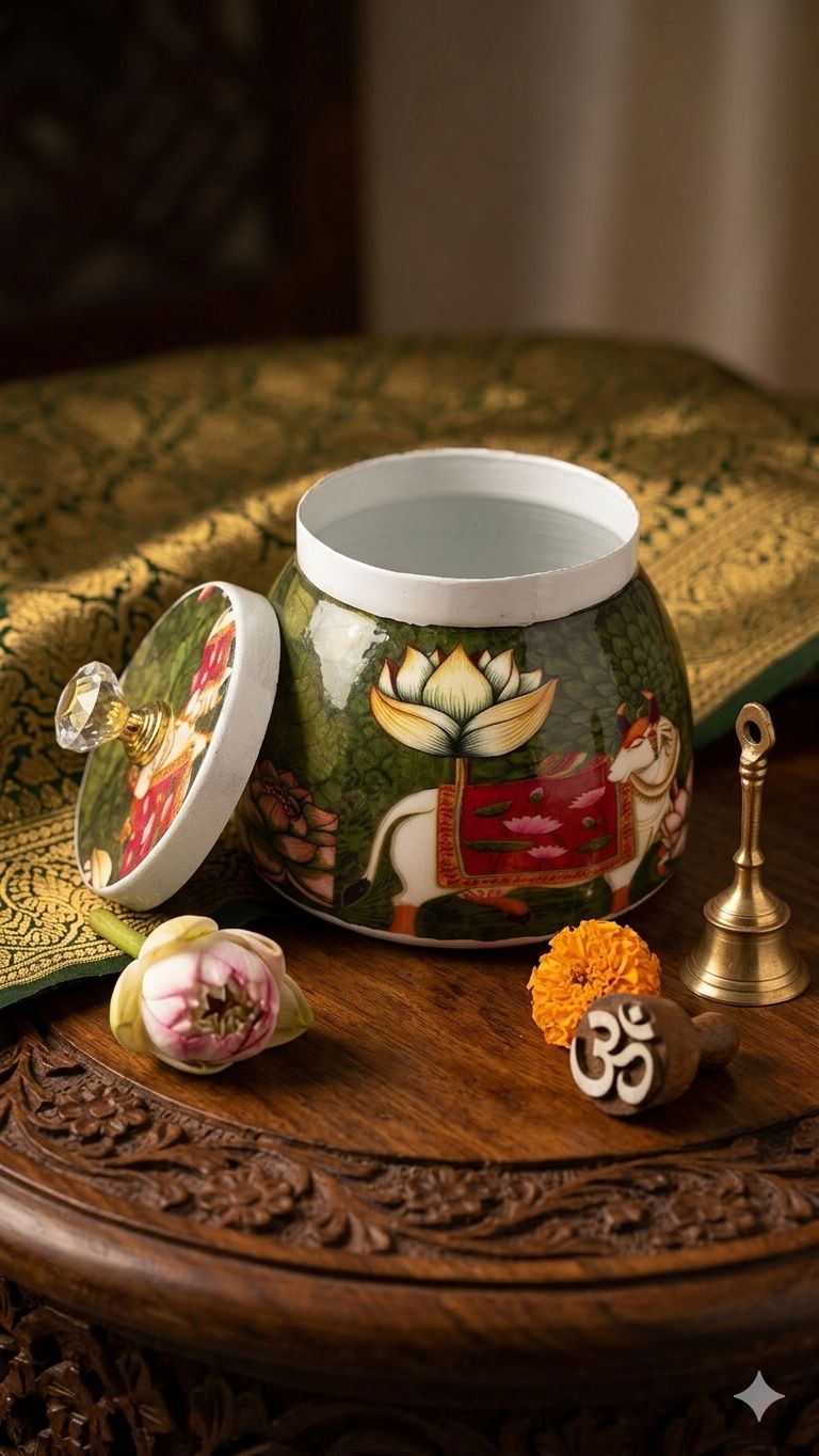 Enamel Metal Jar with Lid- Multipurpose Small Storage Container