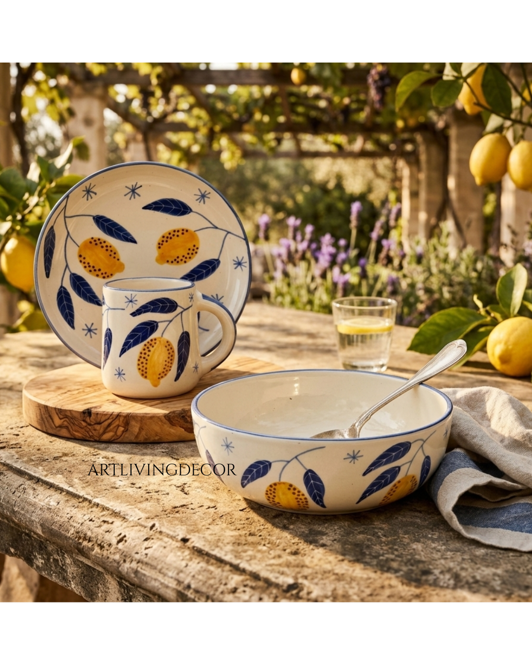 Mediterranean Lemon Ceramic Dining Set