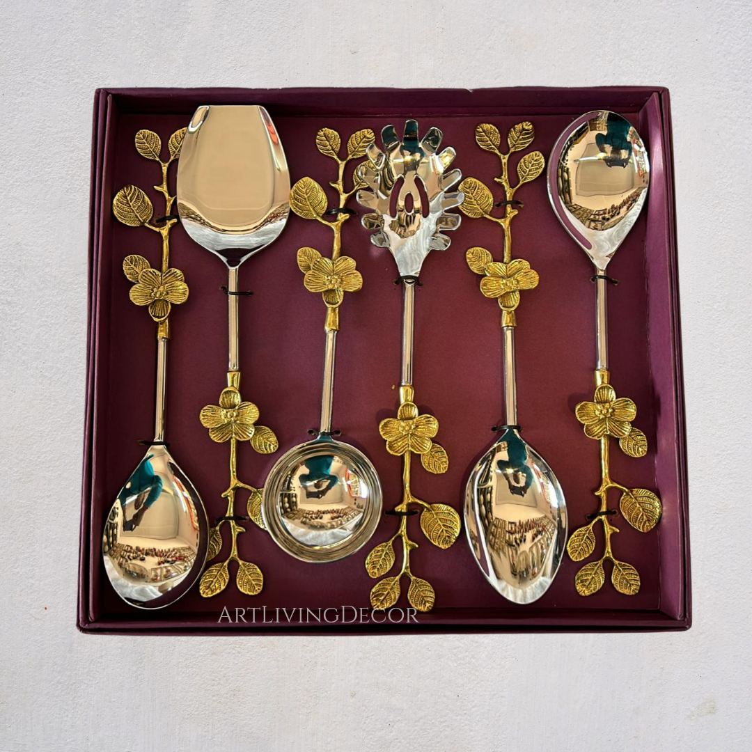 Set of 6 Royal Floral Handle Kitchen Cutlery Set