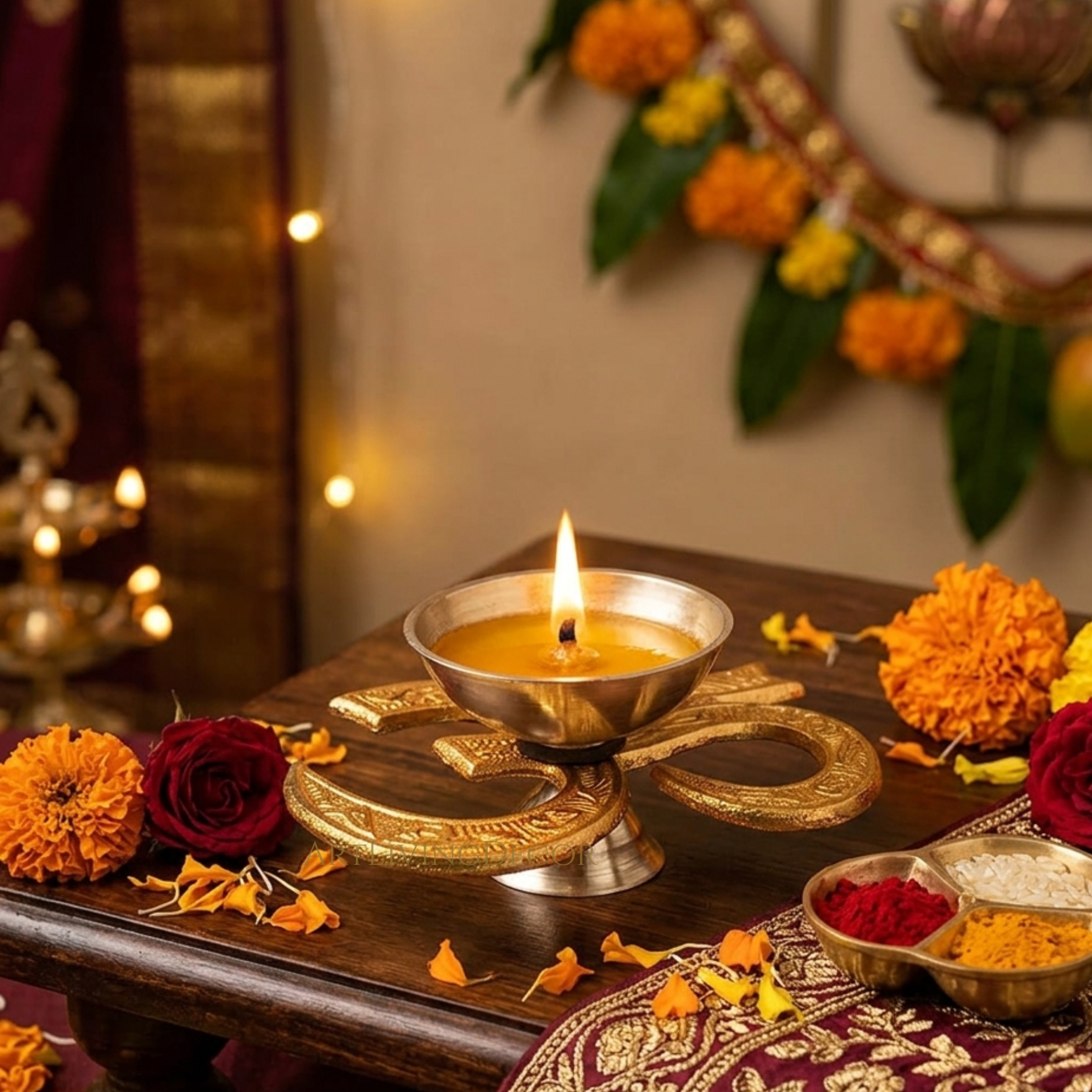 Anant Om Diya with Velvet Box
