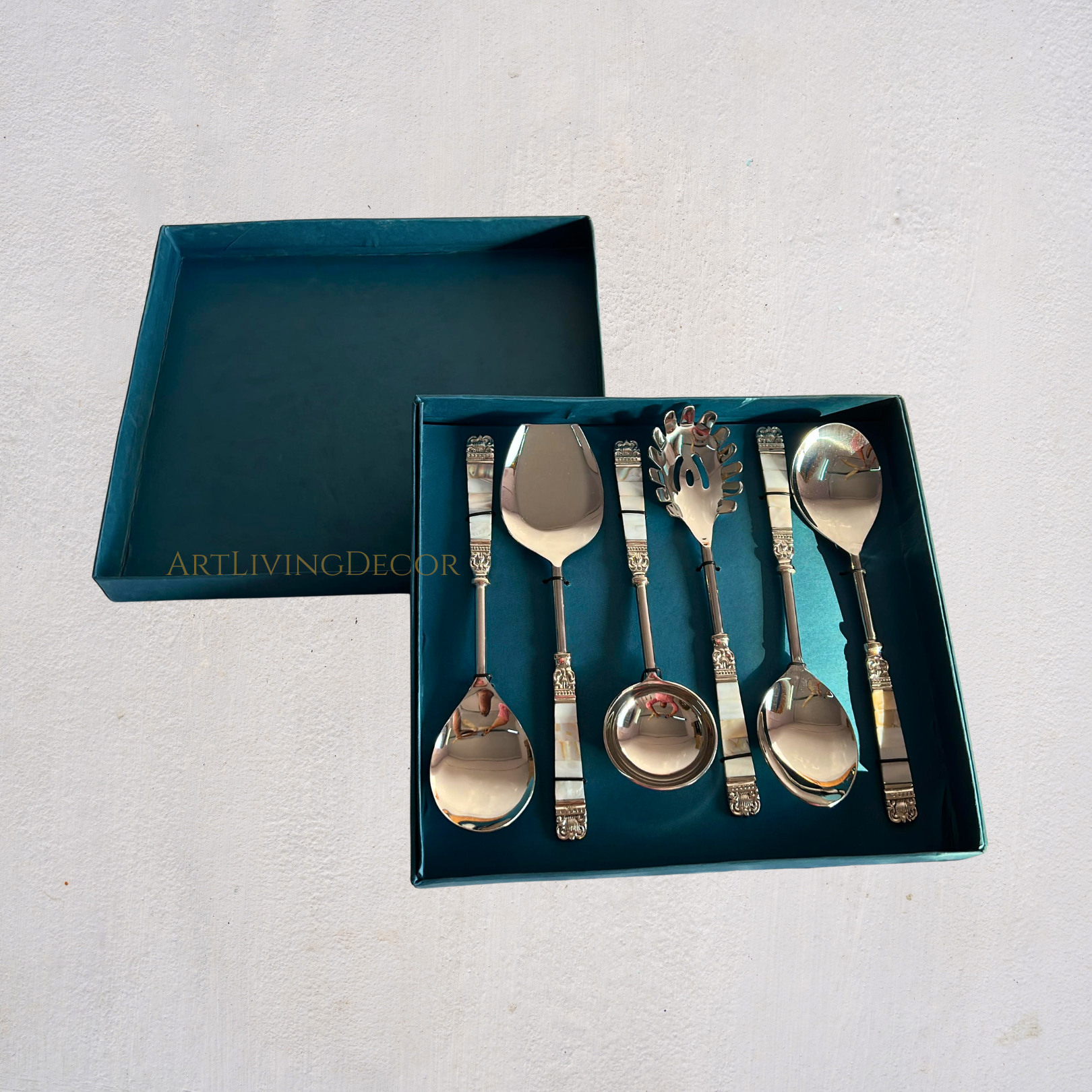 Set of 6 Royal MOP Handle Silver Cutlery Set