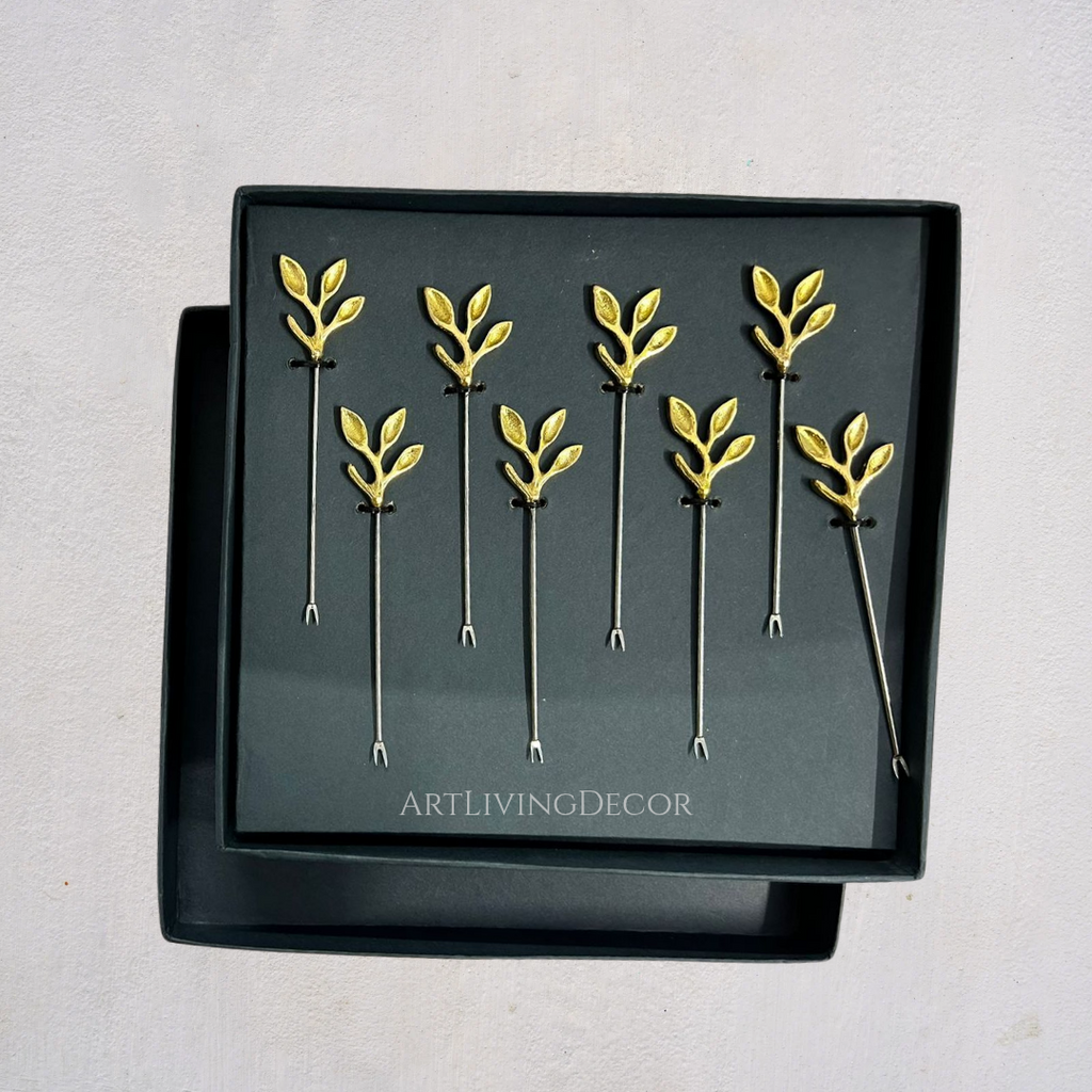Set of 6 Royal Leaf Fusion Cocktail Stick