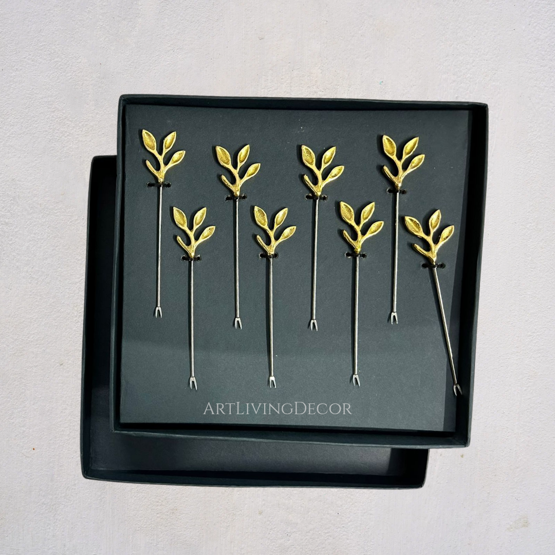 Set of 6 Royal Leaf Fusion Cocktail Stick