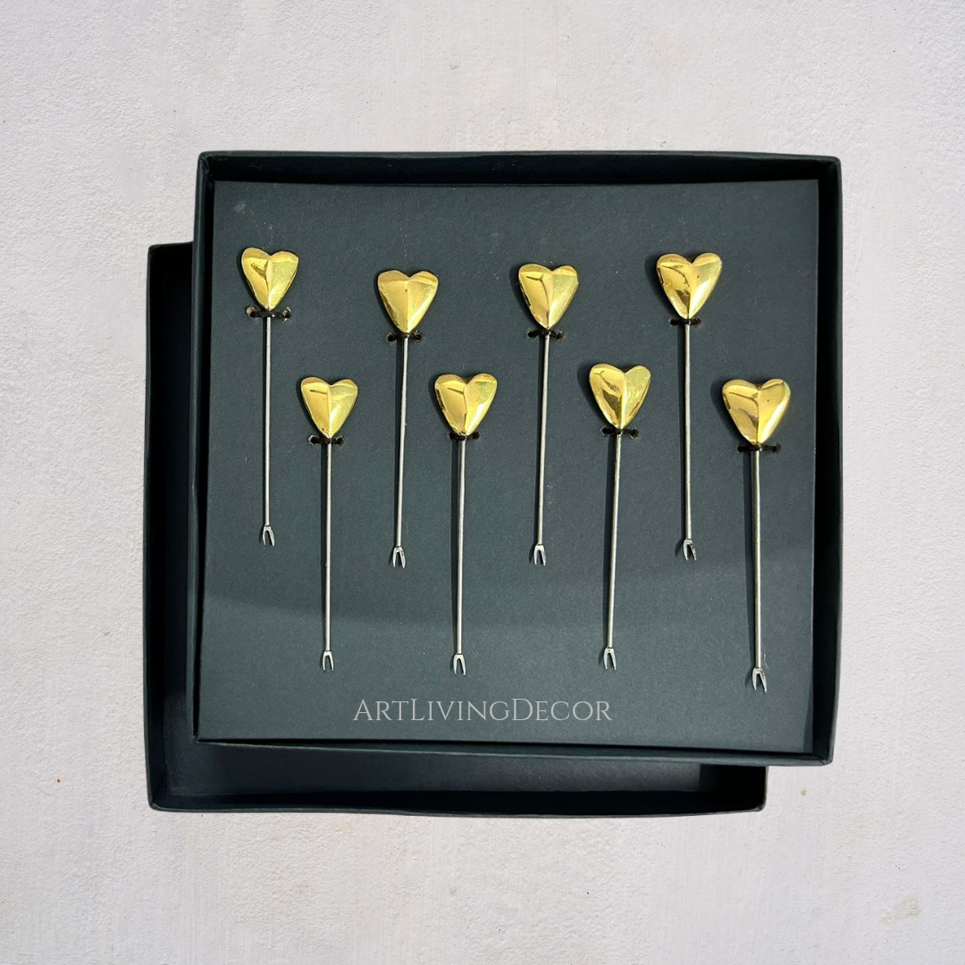 Set of 6 Premium Romantic Heart Cocktail Sticks